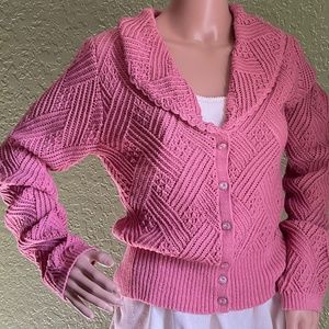 Pink Cable Knit Cardigan